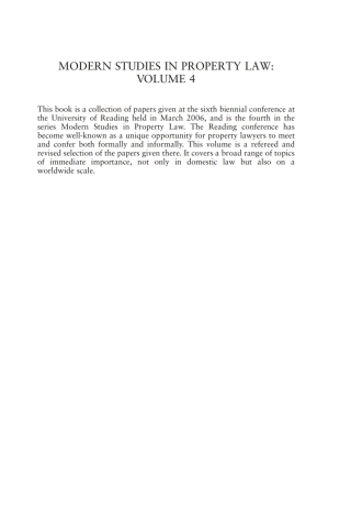 表紙画像: Modern Studies in Property Law - Volume 4 1st edition 9781841136288
