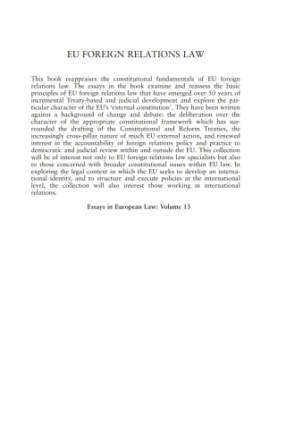 Cover image: EU Foreign Relations Law 1st edition 9781841137575