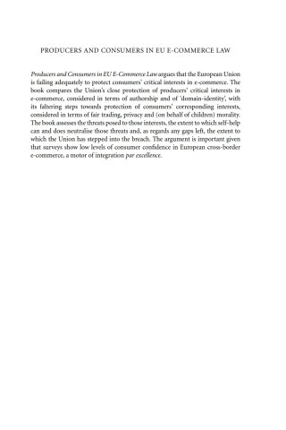 Cover image: Producers and Consumers in EU E-Commerce Law 1st edition 9781841134543