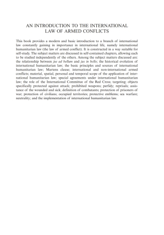 Cover image: An Introduction to the International Law of Armed Conflicts 1st edition 9781841137995