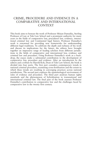 Cover image: Crime, Procedure and Evidence in a Comparative and International Context 1st edition 9781841136820