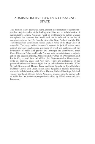 Cover image: Administrative Law in a Changing State 1st edition 9781841137872