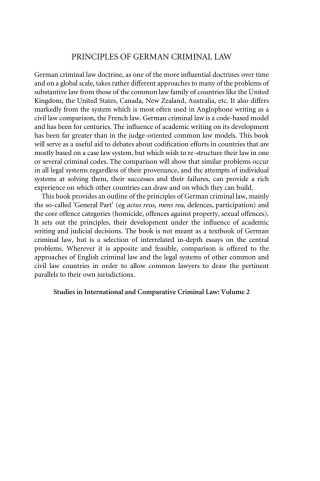 Imagen de portada: Principles of German Criminal Law 1st edition 9781841136301