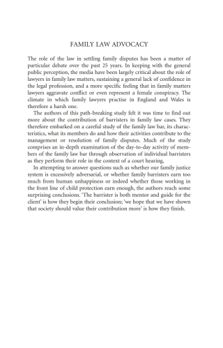 Cover image: Family Law Advocacy 1st edition 9781841132778