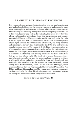 Cover image: A Right to Inclusion and Exclusion? 1st edition 9781841139494