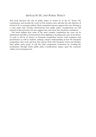 Cover image: Article 81 EC and Public Policy 1st edition 9781841139685