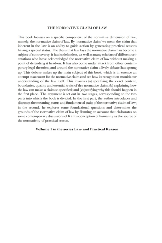 Titelbild: The Normative Claim of Law 1st edition 9781841139678