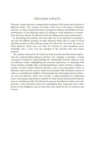 Imagen de portada: Fiduciary Loyalty 1st edition 9781849462143