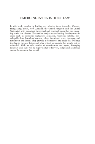 Imagen de portada: Emerging Issues in Tort Law 1st edition 9781841137070
