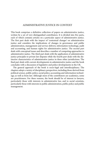 Cover image: Administrative Justice in Context 1st edition 9781841139289