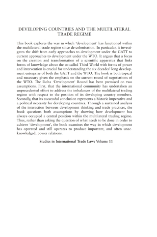 Cover image: Developing Countries and the Multilateral Trade Regime 1st edition 9781849460309