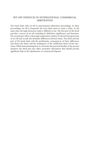 Imagen de portada: Set-off Defences in International Commercial Arbitration 1st edition 9781849460323