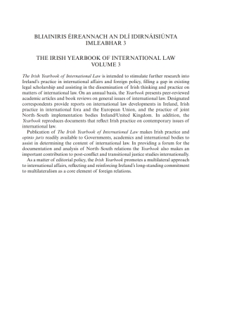 Cover image: The Irish Yearbook of International Law, Volume 3, 2008 1st edition 9781849460729