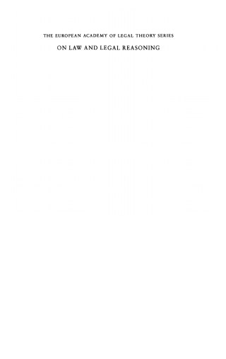 Cover image: On Law and Legal Reasoning 1st edition 9781841132754