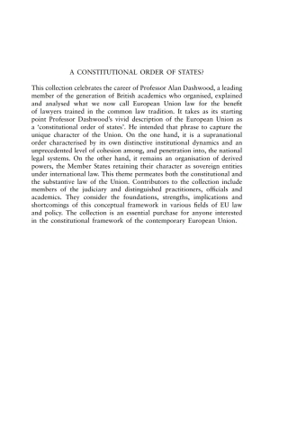 Cover image: A Constitutional Order of States? 1st edition 9781849460460