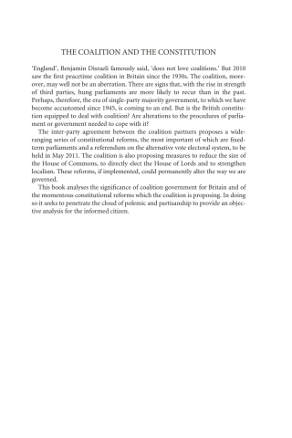 Cover image: The Coalition and the Constitution 1st edition 9781849461580