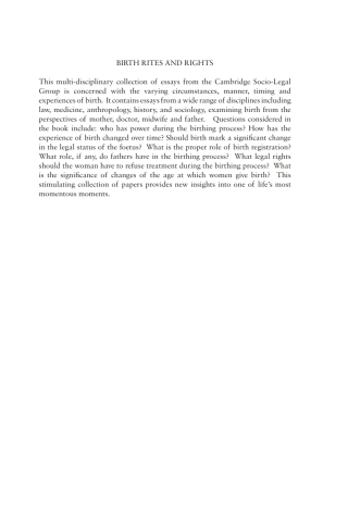 Cover image: Birth Rites and Rights 1st edition 9781849461887