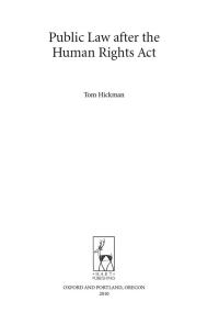 Cover image: Public Law after the Human Rights Act 1st edition 9781841139692