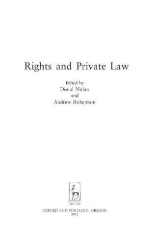 Cover image: Rights and Private Law 1st edition 9781849466561