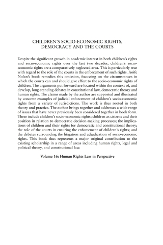 Cover image: Children’s Socio-Economic Rights, Democracy And The Courts 1st edition 9781849467278