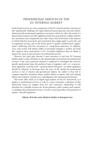 Cover image: Professional Services in the EU Internal Market 1st edition 9781849462402