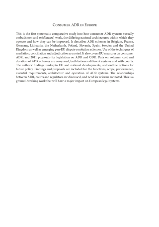 Omslagafbeelding: Consumer ADR in Europe 1st edition 9781849463485