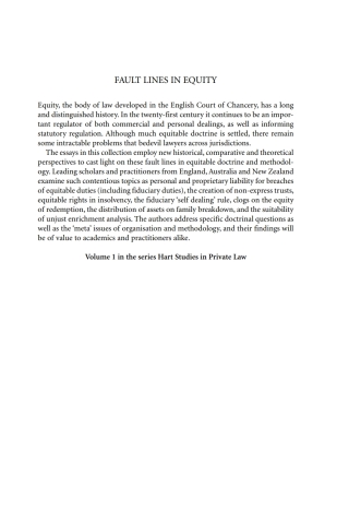 Cover image: Fault Lines in Equity 1st edition 9781849462198