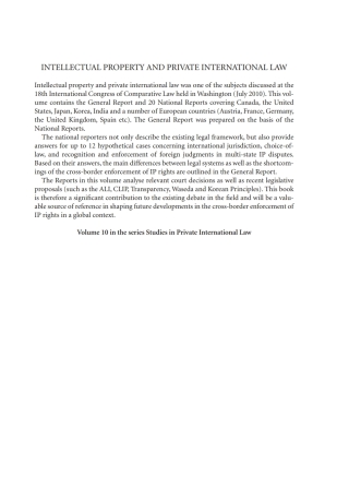 Cover image: Intellectual Property and Private International Law 1st edition 9781849462310