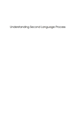 Cover image: Understanding Second Language Process 1st edition 9781847690135