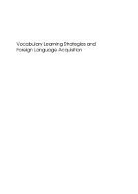 Cover image: Vocabulary Learning Strategies and Foreign Language Acquisition 1st edition 9781847690388