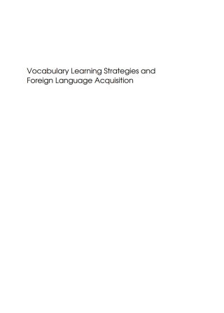 Imagen de portada: Vocabulary Learning Strategies and Foreign Language Acquisition 1st edition 9781847690388