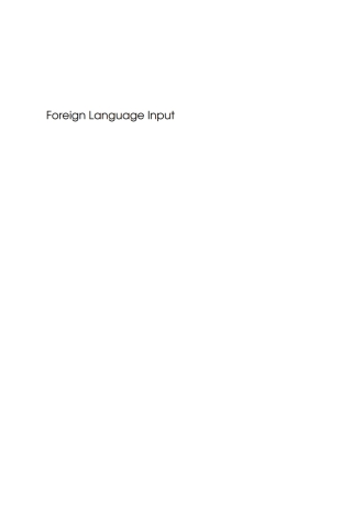 Cover image: Foreign Language Input 1st edition 9781847690418
