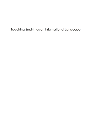 Cover image: Teaching English as an International Language 1st edition 9781847690487