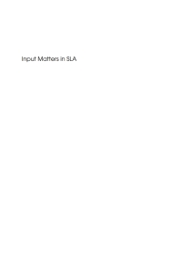 Immagine di copertina: Input Matters in SLA 1st edition 9781847691095