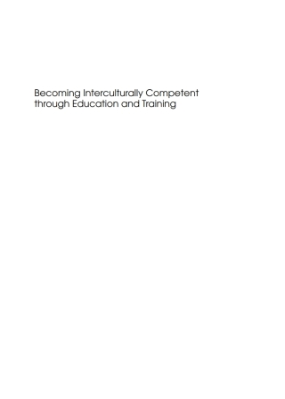 Imagen de portada: Becoming Interculturally Competent through Education and Training 1st edition 9781847691620