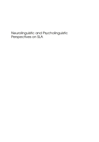 Titelbild: Neurolinguistic and Psycholinguistic Perspectives on SLA 1st edition 9781847692412