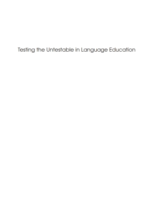 Cover image: Testing the Untestable in Language Education 1st edition 9781847692658