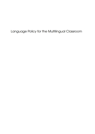 Cover image: Language Policy for the Multilingual Classroom 1st edition 9781847693662