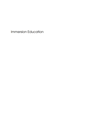 Cover image: Immersion Education 1st edition 9781847694027