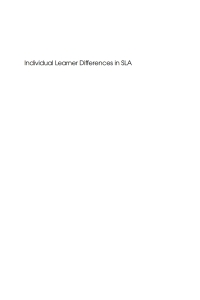 صورة الغلاف: Individual Learner Differences in SLA 1st edition 9781847694348