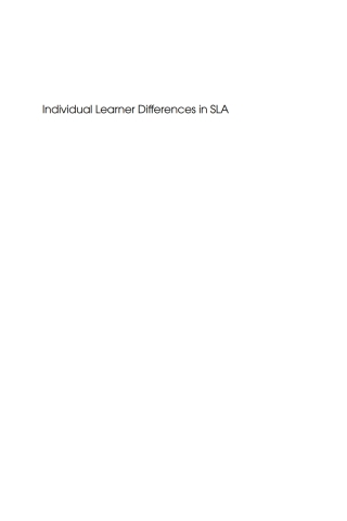Imagen de portada: Individual Learner Differences in SLA 1st edition 9781847694348