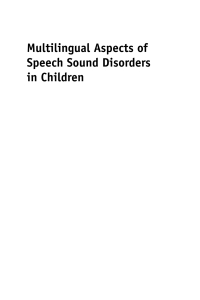 Omslagafbeelding: Multilingual Aspects of Speech Sound Disorders in Children 1st edition 9781847695123