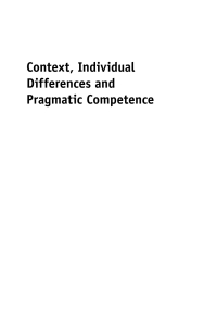 Cover image: Context, Individual Differences and Pragmatic Competence 1st edition 9781847696083