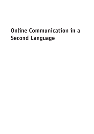 Cover image: Online Communication in a Second Language 1st edition 9781847698247
