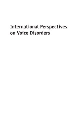 Imagen de portada: International Perspectives on Voice Disorders 1st edition 9781847698735