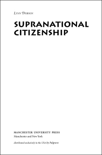 Cover image: Supranational citizenship 9780719069536