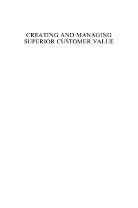 Cover image: Creating and Managing Superior Customer Value 9781848551725