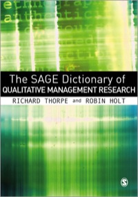 Omslagafbeelding: The SAGE Dictionary of Qualitative Management Research 1st edition 9781412935210