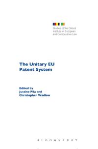 Cover image: The Unitary EU Patent System 1st edition 9781509914173