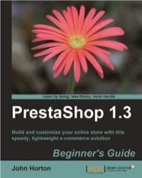 Cover image: PrestaShop 1.3 Beginner's Guide 1st edition 9781849511148